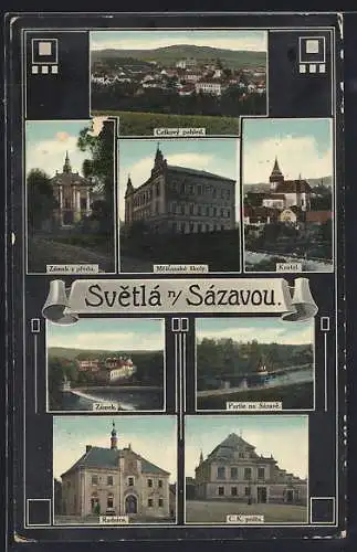 AK Svetlá n. Sázavou, C. K. Posta, Radnice, Mestanske skoly
