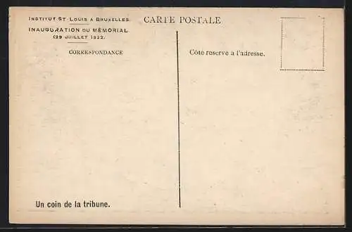 AK Bruxelles, Institut St. Louis, Inauguration du Mémorial 1922, Un coin de la tribune