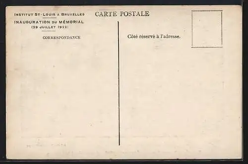 AK Bruxelles, Institut St. Louis, Inauguration du Mémorial 1922, S. A. R. le Prince Charles et le cardinal Mercier