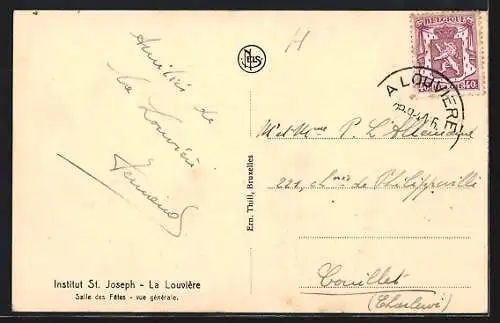 AK La Louvière, Institut St. Joseph, Salle des Fêtes, Vue générale