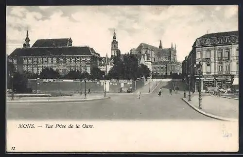 AK Mons, Vue Prise de la Gare