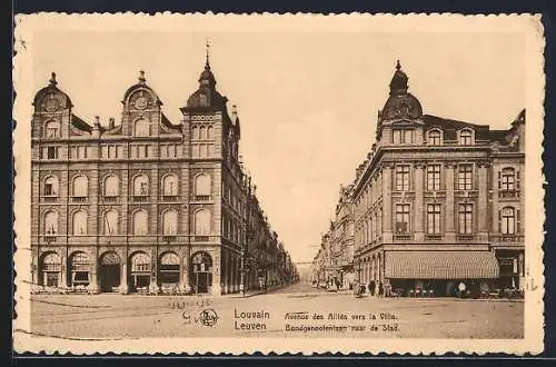 AK Louvain, Avenue des Alliés vers la Ville