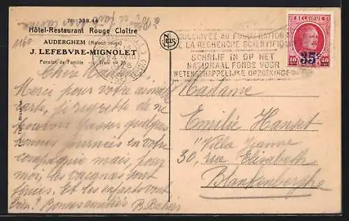AK Auderghem, Hôtel-Restaurant Rouge Cloître, J. Lefebvre-Mignolet