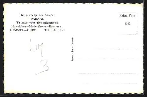 AK Lommel-Dorp, Zaal Parnas, Huwelijken, Mode-Shows, Bals enz.