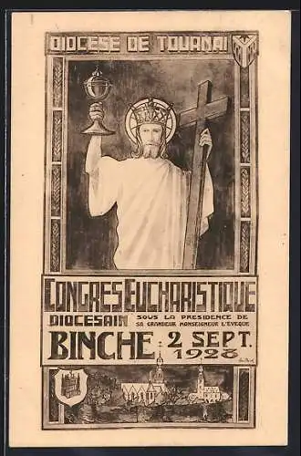AK Binche, Congres Eucharastique Diocesain 1928