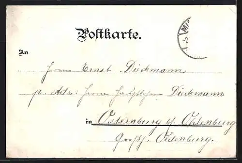 Mondschein-Lithographie Minden i. W., Marienkirche, Schwanen-Teich, Marktplatz