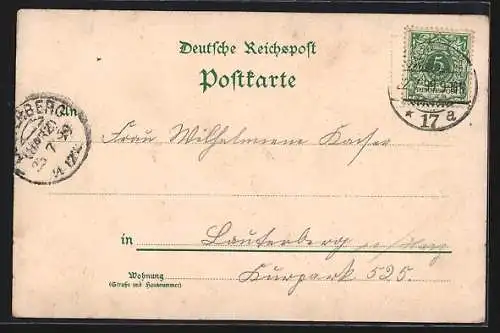 Lithographie Berlin, Café Wilhelmshof mit Innenansichten, Kaiser-Wilhelmstrasse 18