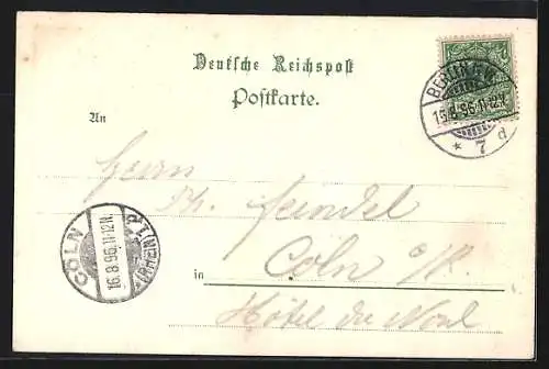 Lithographie Berlin, Monopol-Hotel v. S. Schaurté, Saal und Garten, Friedrichstrasse 100