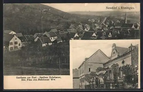 AK Neudorf i. Rheingau, Gasthaus zur Post v. Frau Nehrbauer, Ortsansicht