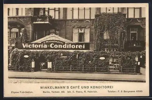 AK Berlin-Kreuzberg, Winkelmann`s Café und Konditorei v. E. Raatz und R. Heinrich, Yorkstrasse 80