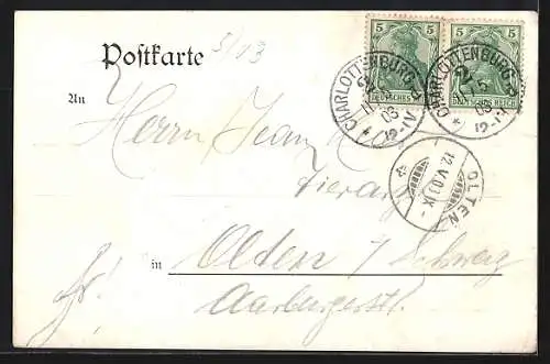 AK Berlin-Charlottenburg, Gasthaus Türkisches Zelt v. A. Knorn, Grosser Festsaal, Terrasse, Berliner Strasse 53