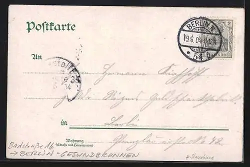 Lithographie Berlin-Wedding, Gasthaus Ballschmieder's Kastanienwäldchen, Badstrasse 16