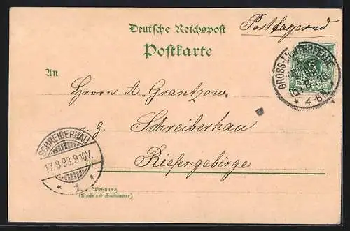 Lithographie Berlin-Gross-Lichterfelde, Restaurant Richter, Bismarck-Denkmal, Bahnhof
