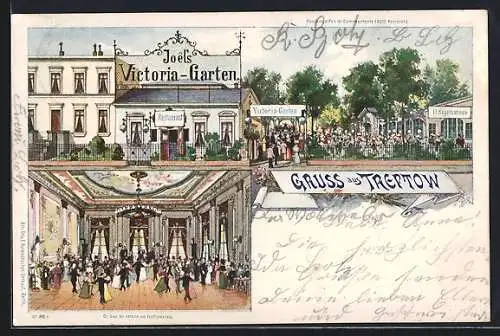 Lithographie Berlin-Treptow, Gasthaus Joels Victoria-Garten, Grosser Saal