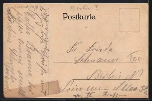 Künstler-AK Berlin, Café Braune in der Alexanderstrasse 55, Gedeckter Tisch