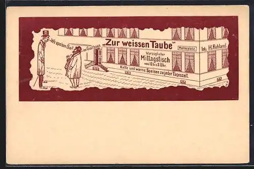 AK Aschersleben, Restaurant zur weissen Taube, Moltkeplatz, Inh. H. Rohland