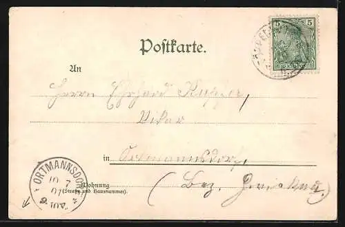 Lithographie Herrenhaide b. B., Gasthaus, Neue Concert- und Ball-Halle, Innenansicht