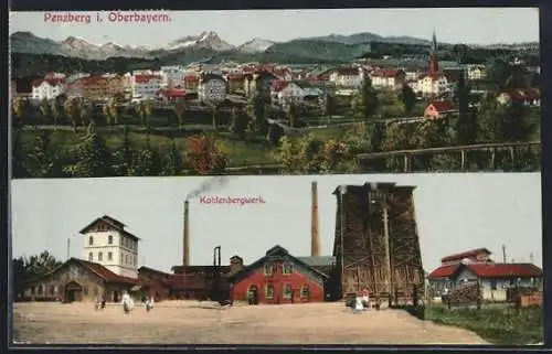 AK Penzberg i. Obb., Totalansicht, Kohlebergwerk
