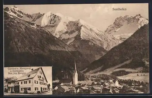 AK Sonthofen, Gasthof und Metzgerei zur Germania, Bes. Jos. Burger
