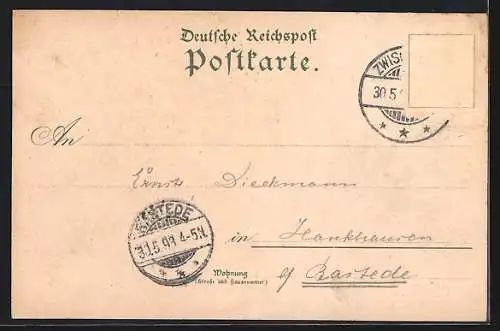 Lithographie Dreibergen /Zwischenahner See, Blick auf den See, Gasthaus zu Dreibergen, Alte Linde