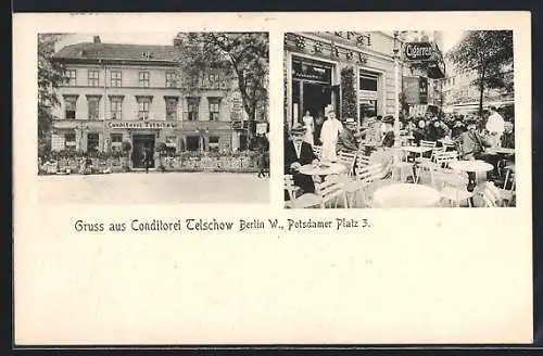 AK Berlin-Tiergarten, Café-Conditorei Telschow, Potsdamer Platz 3