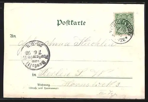 Lithographie Berlin-Pankow, Restaurant und Concertgarten Schloss Schönholz, Inneres Tanzsaal, Sportplatz