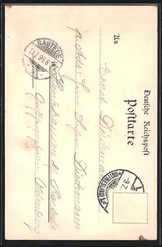 Lithographie Heisfelde, Restaurant Martini`s Gartenetablissement, Pavillon, Kinderspielplatz und Konzertsaal