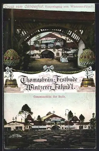 AK München, Oktoberfest, Thomasbräu-Festbude, Wintzerer-Fähnd`l