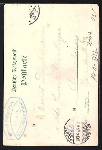 Lithographie Bremen, Bundesfest des Deutschen Radfahrerbundes 1897, Teilansicht, Marktplatz, Freihafen