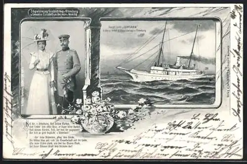 AK Erbgrossherzog Friedrich August von Oldenburg und Gemahlin Elisabeth, Dampf-Yacht Lensahn