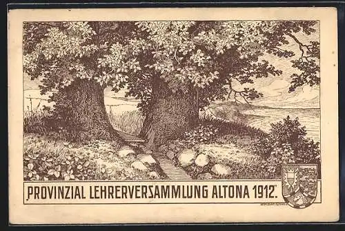 AK Hamburg-Altona, Provinzial-Lehrerversammlung 1912, Pfad zwischen zwei Bäumen