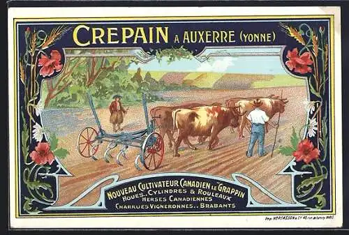 AK Auxerre, Crepain, Nouveau Cultivateur Canadien le Grappin, Reklame für Dünger