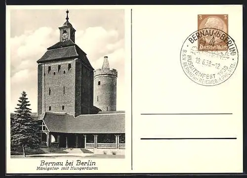 AK Bernau bei Berlin, Königstor und Hungerturm, Ganzsache