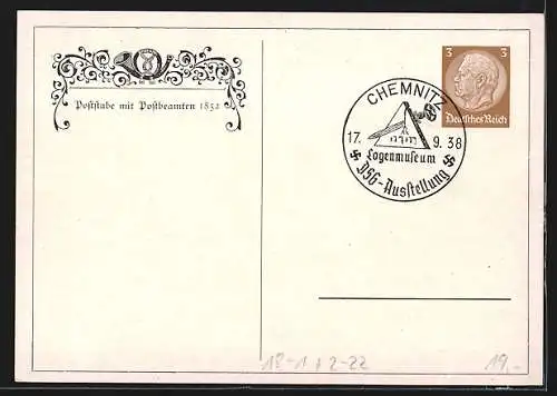 Künstler-AK Poststube mit Postbeamten 1852, Ganzsache