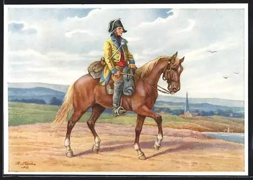 Künstler-AK Kursächsischer Postillion um 1790, Ganzsache