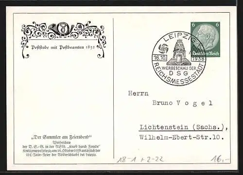 Künstler-AK Poststube mit Postbeamten 1852, Ganzsache