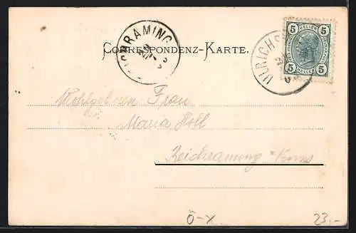 AK Klaffer /Ob.-Oesterr., Strassenpartie und Kirche mit Anwohnern