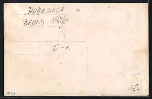 Foto-AK Rohrbach /O.-Oe., Zerstörte Häuser nach einem Brand, 1926