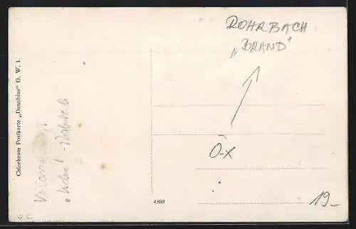 Foto-AK Rohrbach /O.-Oe., Zerstörung nach einem Brand 1926