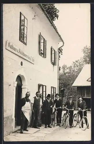 Foto-AK Feldkirchen a. D., Gasthaus und Fleischhauerei von Therese Leeb