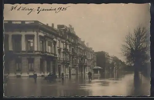 Foto-AK Liege, Hochwasser 1926, Breite Strasse unter Wasser