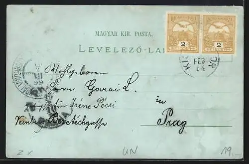 Mondschein-Lithographie Szeged, Hid-utcza, M. kir. Posta, Varosi szinhaz