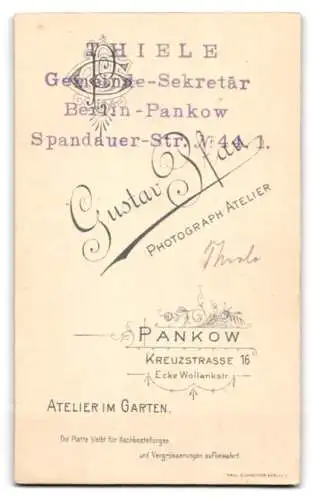 Fotografie Gustav Pfau, Pankow, Herr Thiele, Gemeindesekretär von Berlin-Pankow