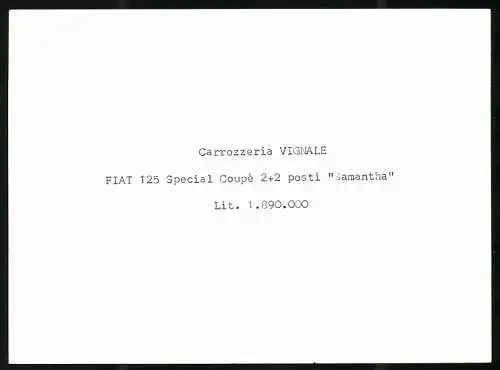 Fotografie Auto Fiat 125 Special Coupe 2+2 posti Samantha, Coupe Carrozzeria Vignale