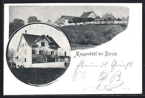 AK Zürich, Muggenbühl, Ortsansicht und Gebäudeansicht
