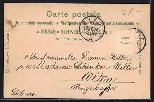 Lithographie Brugg, Genie-Kaserne, Hauptstrasse, Habsburg