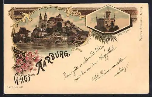 Lithographie Aarburg, Sähli-Schlössli, Ortsansicht