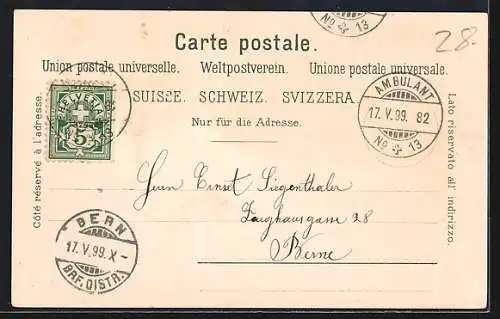 Lithographie Aarburg, Sähli-Schlössli, Ortsansicht