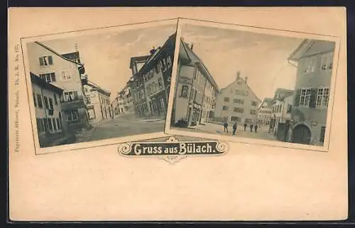 AK Bülach, Ortspartie mit Milch-, Butter- und Käsehandlung, Strassenpartie