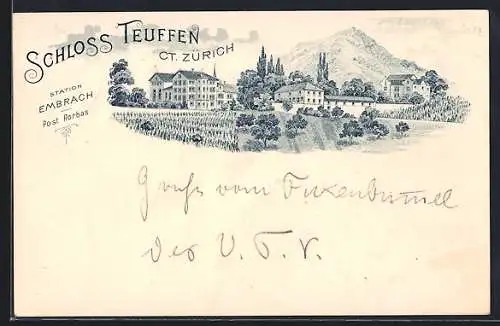 Lithographie Embrach, Das Schloss Teuffen
